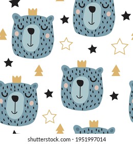 Cute teddy bear seamless pattern, Can be used for textile,  background, book cover, packaging.