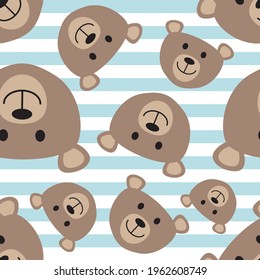 Cute teddy bear seamless pattern. Childish cartoon design for textile, paper, print, fabric, wallpaper and more. Vector illustration.