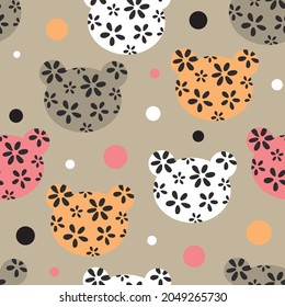 Cute teddy bear seamless pattern. Can be used for textile, website background, book cover, packaging, wallpaper.