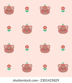 Cute Teddy Bear seamless pattern. Funny character. Pattern design, print, template. Vector illustration. 