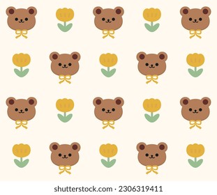 Cute Teddy Bear seamless pattern. Funny character. Pattern design, print, template. Vector illustration. 