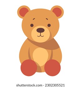 Cute teddy bear sitting icon isolated