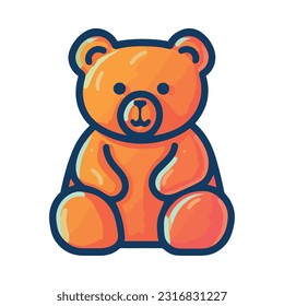 Cute teddy bear sitting on nature background icon isolated