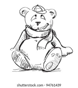 Cute Teddy Bear Sketch Vector Illustration Stock Vector (Royalty Free ...