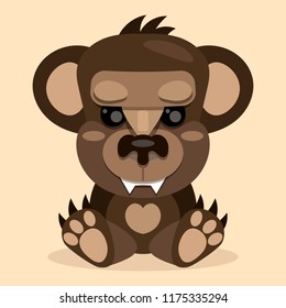 Cute Teddy bear smiling.Toy for children. Vector illustration