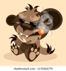 Cute Teddy bear smiling.Toy for children. Vector illustration