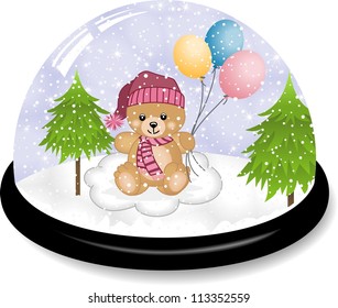 Cute teddy bear snowdome