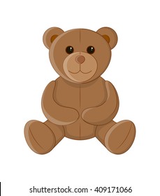 Cute teddy bear, soft toy, vector illustration and art