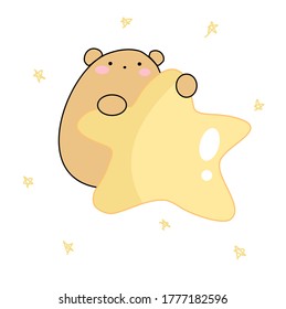 Cute teddy bear with star