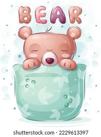 Cute Teddy Bear Take Bath