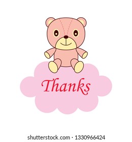 cute teddy bear thank you card