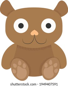 cute teddy bear that sits, brown, cartoon character, toy