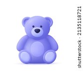 Cute Teddy bear toy. 3d vector icon. Cartoon minimal style.