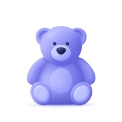 Cute Teddy Bear Toy. 3d Vector Icon. Cartoon Minimal Style.