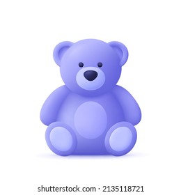 Cute Teddy bear toy. 3d vector icon. Cartoon minimal style. - Shutterstock ID 2135118721