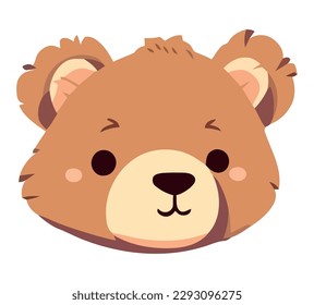 Cute teddy bear toy face over white