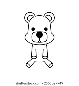 Cute teddy bear toy line icon. Cute stuffed toy symbol. Vector illustration.