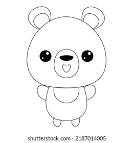 Cute teddy bear toy.Contour drawing of a cartoon animal. Coloring book for kids