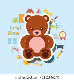 cute teddy bear toys background