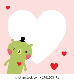 cute teddy bear valentine's day greeting card vector