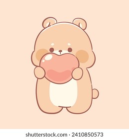 Cute teddy bear valentine's day kawaii cartoon illustration 

