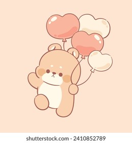 Cute teddy bear valentine's day kawaii cartoon illustration 

