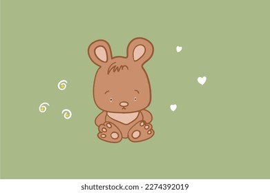 Cute teddy bear vector drawing. Bear vector. Teddy bear toy. Cute animals for postcards. Stylized bear. Children's postcard.