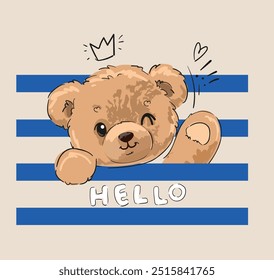 Lindo oso de peluche Vector dibujado a mano ilustración Niños Imprimir 