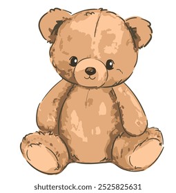 Cute teddy bear vector hand drawn illustration cute print design for kids 