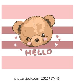 Cute teddy bear vector hand drawn illustration cute print design for kids 