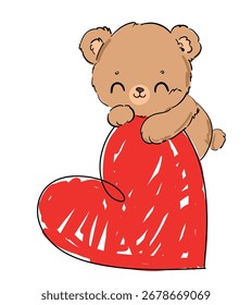 Netter Teddybär, Vektorgrafik, handgezeichnet, niedliches Print-Design für Kinder