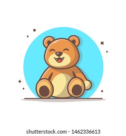 Cute Teddy Bear Vector Icon Illustration. Baby Toy Icon Logo. Brown Teddy Bear. Kids. Baby Bear. 