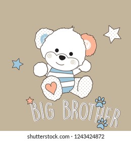 cute teddy bear vector illustration, T-shirt graphics design, baby shower card