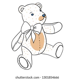 Cute Teddy bear. Vector illustration isolated on white background