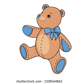 Cute Teddy bear. Vector illustration isolated on white