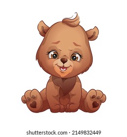 Cute teddy bear, vector illustration. Cartoon baby woodland animal.