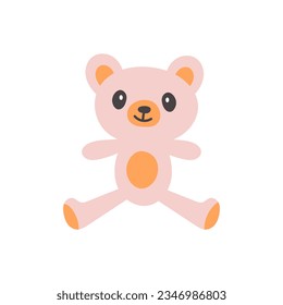 Cute Teddy Bear vector illustration. Vector illustration of smiling baby bear. Flat style childish toy