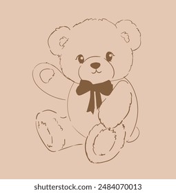 Cute Teddy Bear vector illustration Hand Drawn Cute print design