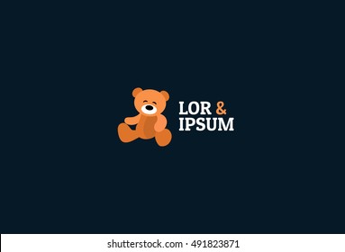 Cute Teddy Bear Vector Logo Template