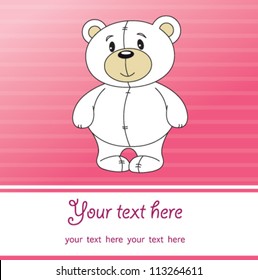 Cute teddy bear vector with pink background