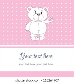 Cute teddy bear vector with pink background