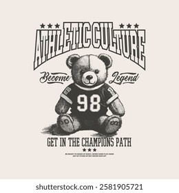 Cute teddy bear vintage varsity design