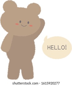 Cute Teddy Bear Waving Hand