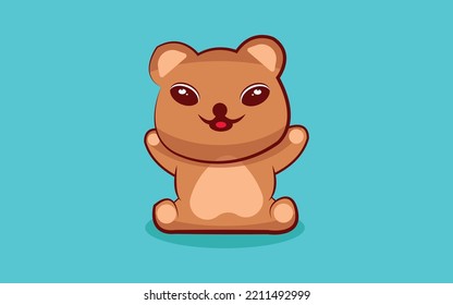 Cute Teddy Bear Waving Vector