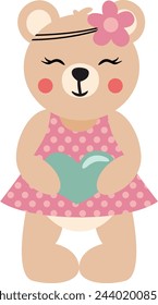 Cute teddy bear wearing a dress