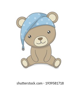 Cute Teddy Bear Wearing Sleeping Hat