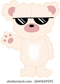 Cute teddy bear wearing sunglasses Trendy urban style, vector illustration.