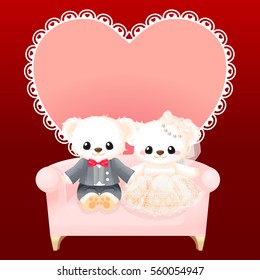 Cute Teddy bear in wedding theme.