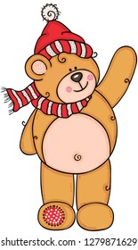Cute teddy bear in winter clothes
