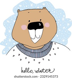 cute teddy bear in winter pajamas